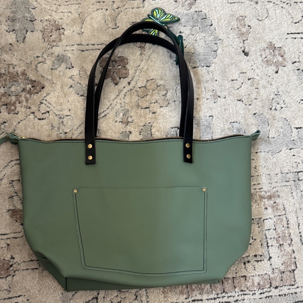 Portland Leather Tote Bag with Butterfly Accent - Picture 3 of 4